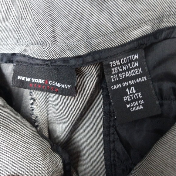 NEW York and company stretch black white pinstripes flat front pants. Size 14P - Picture 6 of 11